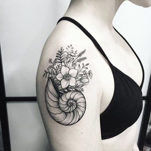 seashell tattoo design bali